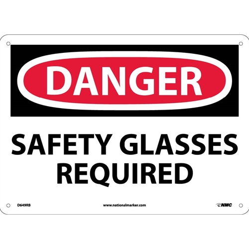 Danger Safety Glasses Required Sign (D649RB)