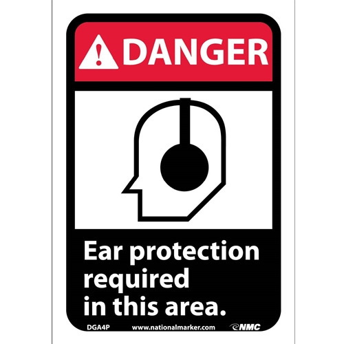 Danger Ear Protection Required In This Area Sign (DGA4P)