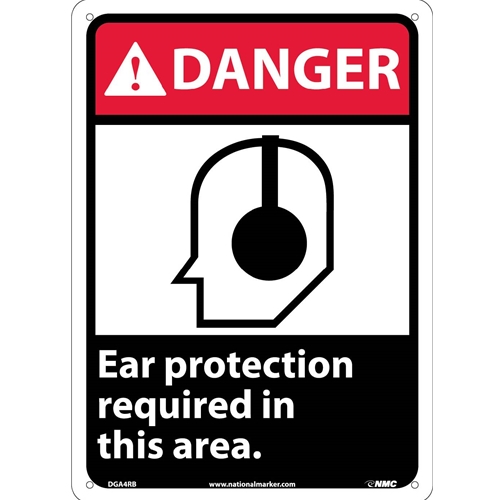 Danger Ear Protection Required In This Area Sign Dga4rb
