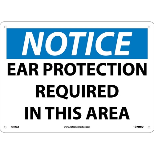 Notice Ear Protection Required In This Area Sign (N214AB)