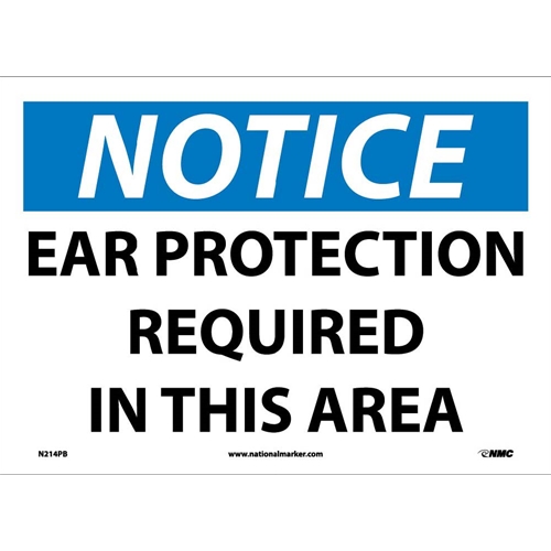 Notice Ear Protection Required In This Area Sign (N214PB)