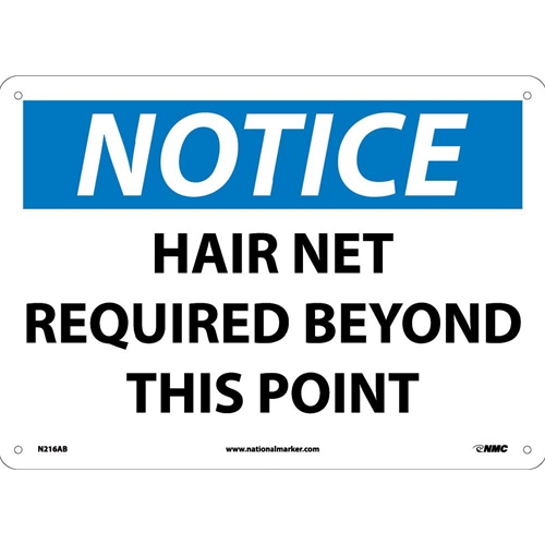 Notice Hair Net Required Beyond This Point Sign (N216AB)