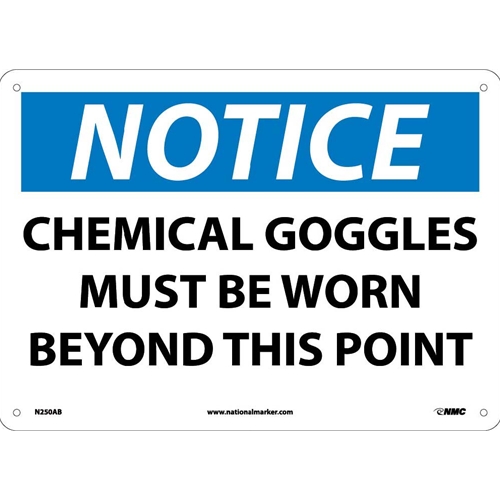 Notice Chemical Goggles Must Be Worn Sign (N250AB)
