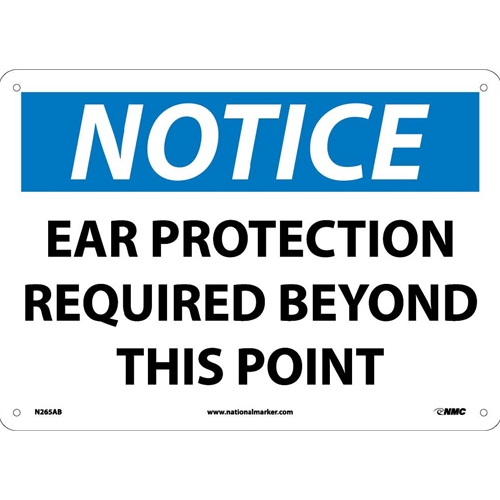 Notice Ear Protection Required Beyond This Point Sign (N265AB)