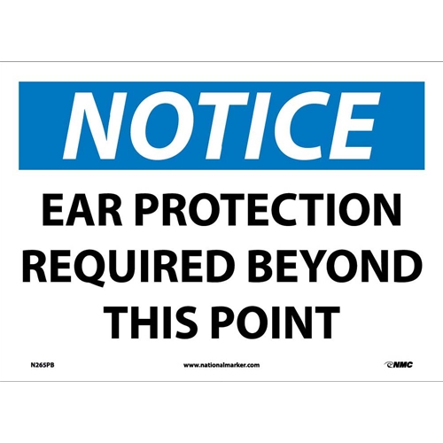 Notice Ear Protection Required Beyond This Point Sign (N265PB)
