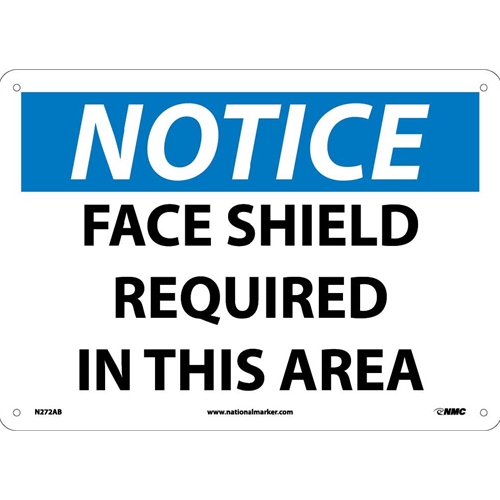 Notice Face Shield Required In This Area Sign (N272AB)