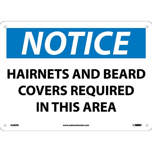 Notice Hairnets And Beard Covers Required Sign (N280RB)