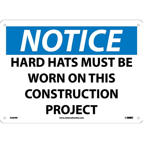 Notice Hard Hats Must Be Worn In This Area Sign (N283RB)