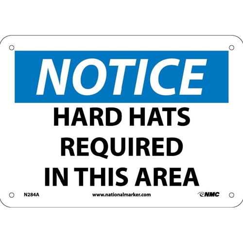 Notice Hard Hats Required In This Area Sign (N284A)