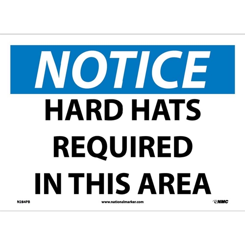 Notice Hard Hats Required In This Area Sign (N284PB)