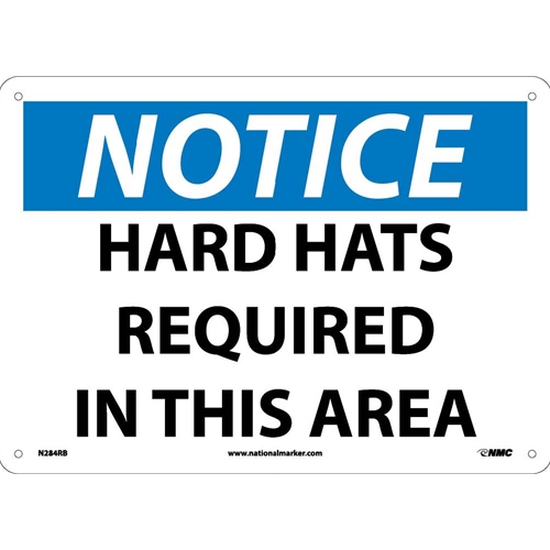 Notice Hard Hats Required In This Area Sign (N284RB)