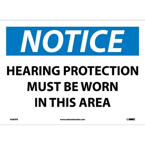 Notice Hearing Protection Must Be Worn Sign (N285PB)