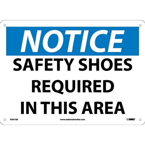 Notice Safety Shoes Required In This Area Sign (N341AB)