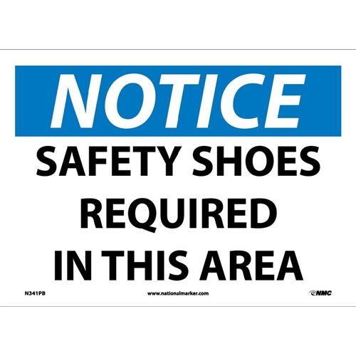 Notice Safety Shoes Required In This Area Sign (N341PB)