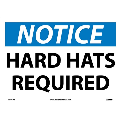 Notice Hard Hats Required Sign (N371PB)