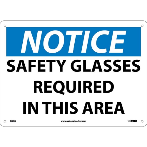 Notice Safety Glasses Required In This Area Sign (N6AB)