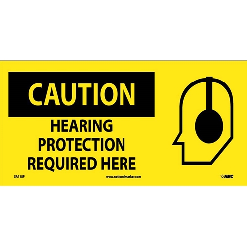 Caution Hearing Protection Required Here Sign (SA118P)