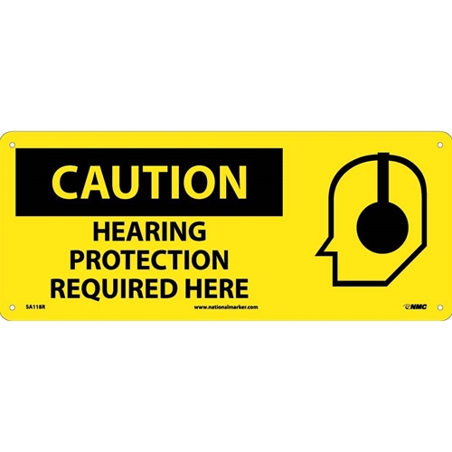Caution Hearing Protection Required Here Sign (SA118R)