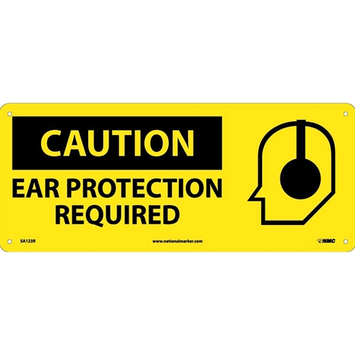 Caution Ear Protection Required Sign (SA123R)