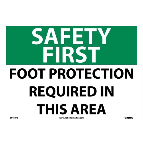 Safety First Foot Protection Required In This Area Sign (SF163PB)