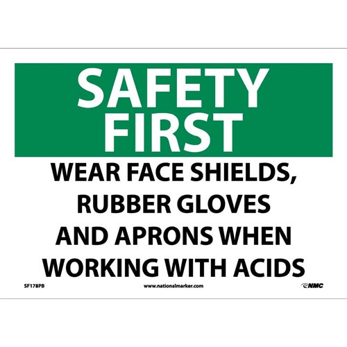 Safety First Wear Ppe When Working With Acids Sign (SF178PB)