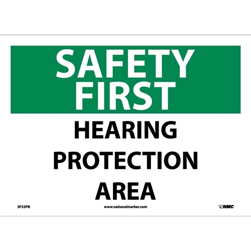 Safety First Hearing Protection Area Sign (SF53PB)