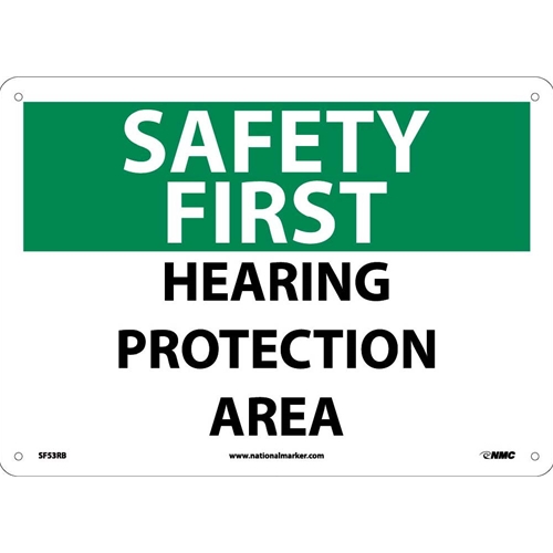 Safety First Hearing Protection Area Sign (SF53RB)