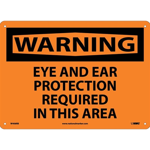 Warning Eye And Ear Protection Required Sign (W406RB)