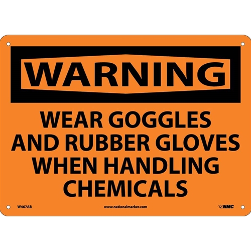 Warning Wear Ppe When Handling Chemicals Sign (W467AB)
