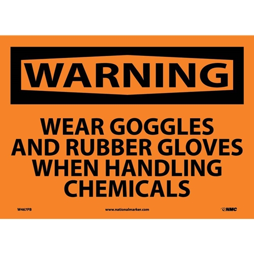 Warning Wear Ppe When Handling Chemicals Sign (W467PB)