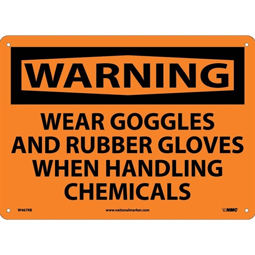 Warning Wear Ppe When Handling Chemicals Sign (W467RB)