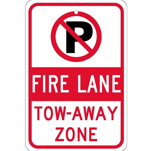 No Parking Fire Lane Tow- Away Zone Sign (TM062K)