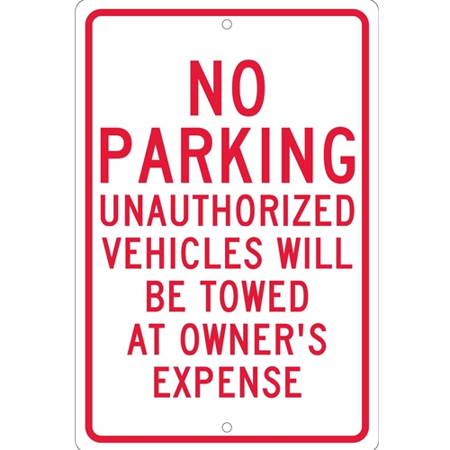 No Parking Unauthorized Vehicles Will Be Towed Sign (TM12H)