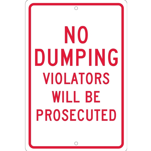 No Dumping Violators Will Be Prosecuted Sign (TM140H)