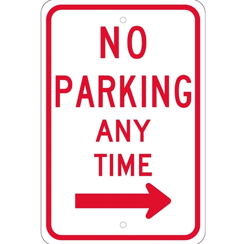 No Parking Anytime Arrow Right Sign (TM15J)