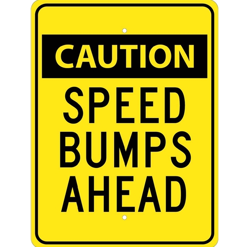 Caution Speed Bumps Ahead Sign (TM160J)