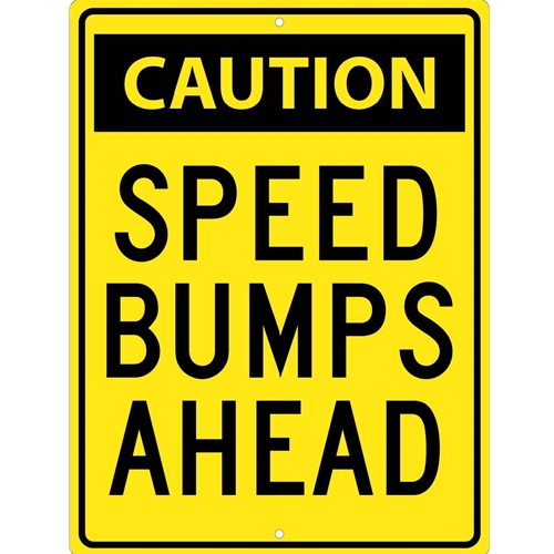 Caution Speed Bumps Ahead Sign (TM160K)