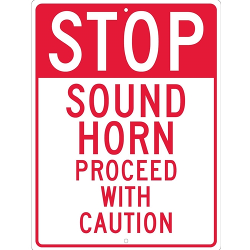 Stop Sound Horn Proceed With Caution Sign (TM218K)