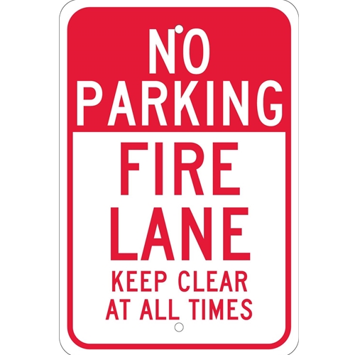 No Parking Fire Lane Keep Clear At All Times Sign (TM47J)