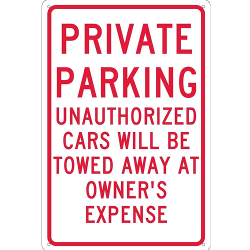 Private Parking Unauthorized Cars Will Be Towed Sign (TM58G)