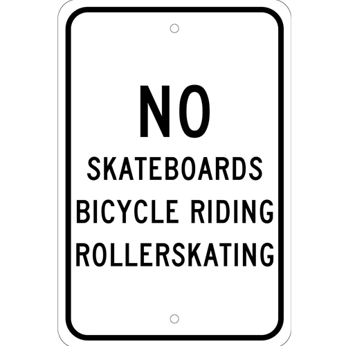 No Skateboards Bicycle Riding Rollerskating Sign (TM65J)