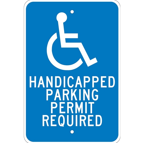 Handicapped Parking Permit Required Sign (TM84J)