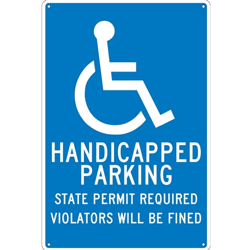Handicapped Parking Permit Required Sign (TM90G)