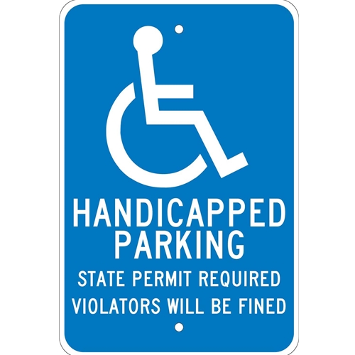 Handicapped Parking Permit Required Sign (TM90J)