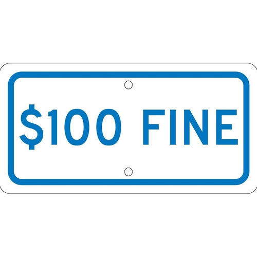 Van Accessible $100 Fine Ada Sign (TMA7H)