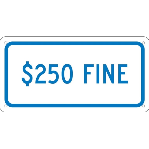 Van Accessible $250 Fine Ada Sign (TMA9G)