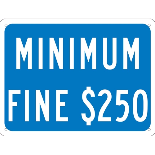 Minimum Fine $250 Ada Parking Sign California (TMAS12G)