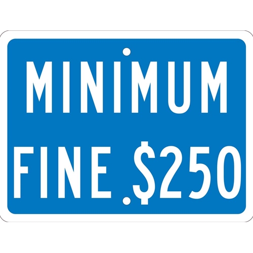 Minimum Fine $250 Ada Parking Sign California (TMAS12H)