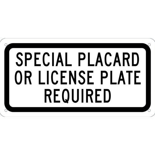 Handicapped Parking California Special License Plate Required Sign (TMAS13G)