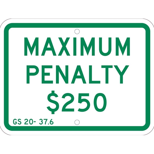 State Handicapped Parking Plaque $250 Fine Minimum (TMAS15J)